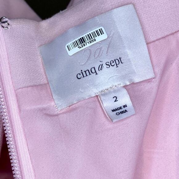 Cinq a Sept Melby Twist Front Pink Midi Dress Front Slit Sleeveless V-Neckline - Picture 4 of 7